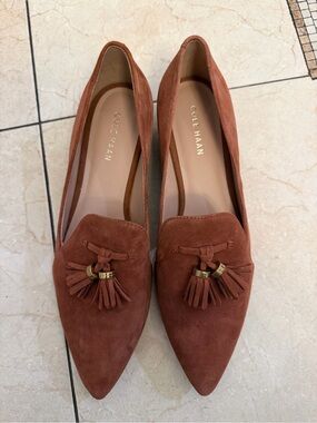 Cole Haan Women's Rust Suede Tassel Pointed Loafers